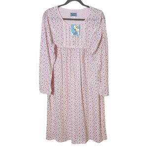 Amanda Paige Pink Floral Nightgown NWT Size Large Soft Lace Trim Sleepwear